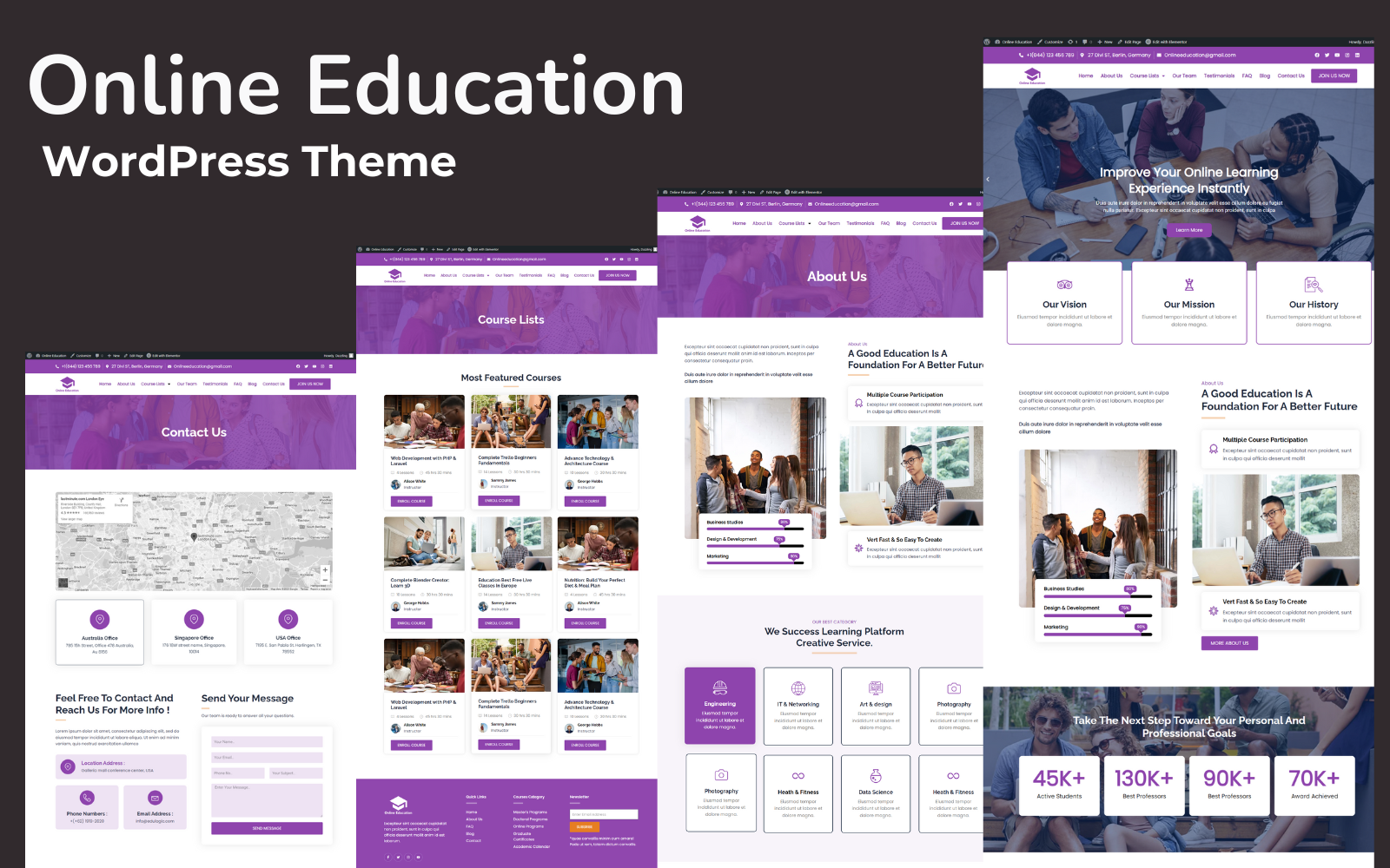 Online Education- School, College, University, and Online Course Education Elementor WordPress Theme