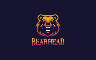 Bear head mascot logo design template