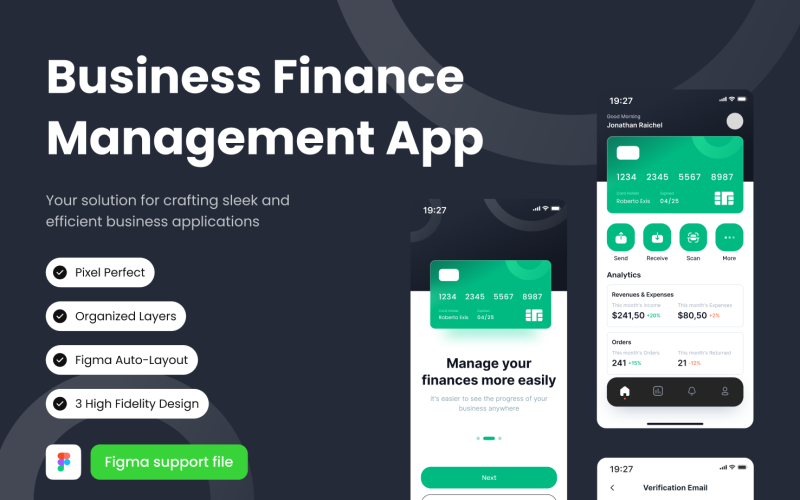 Business Finance Management Mobile App Template UI Element