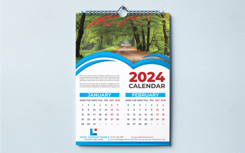 Creative Wall Calendar Template 2024 Planner
