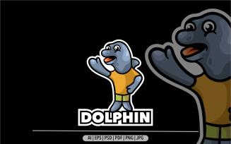 Dolphin mascot cartoon logo design for sport