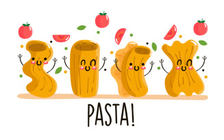 Pasta Cartoon Doodle Character Elements Illustration