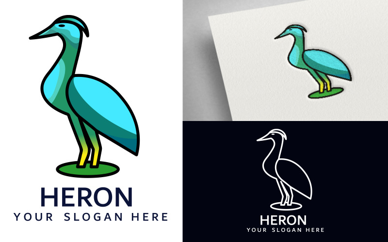 The title of the product is Heron bird logo Logo Template