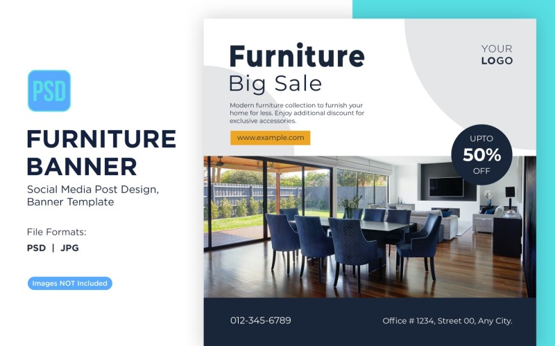 Furniture Big sale Banner Design Template 3 Social Media