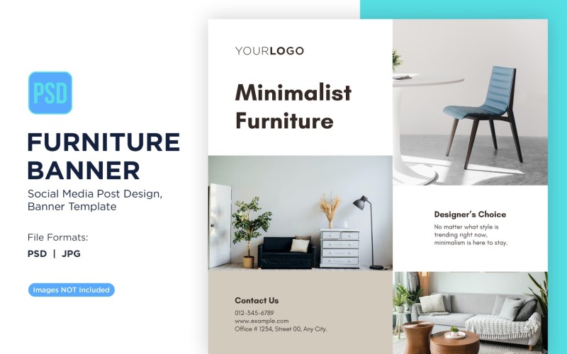 Minimalist Furniture Banner Design Template 4 Social Media