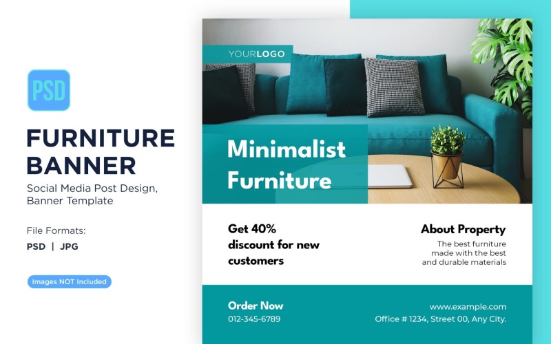 Minimalist Furniture Banner Design Template 6 Social Media