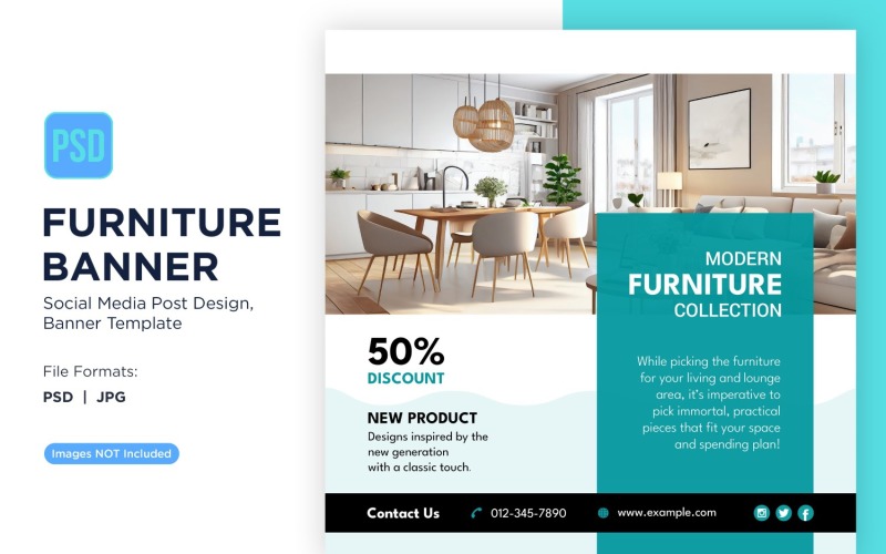 Modern Furniture Collection Banner Design Template 5 Social Media