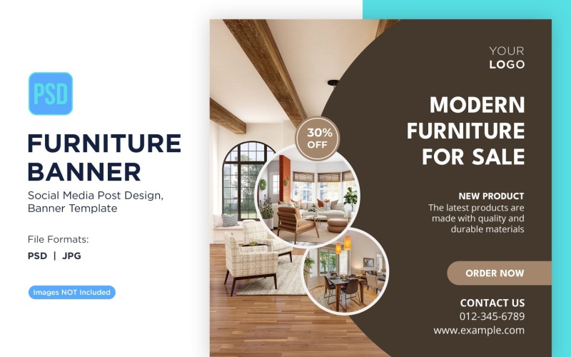 Modern Furniture For Sale Banner Design Template 2 Social Media
