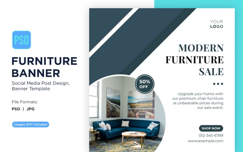 Modern Furniture Sale Banner Design Template 8 Social Media