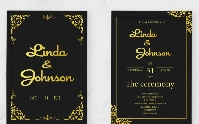 Black Wedding Invitation Card Collection Corporate Identity