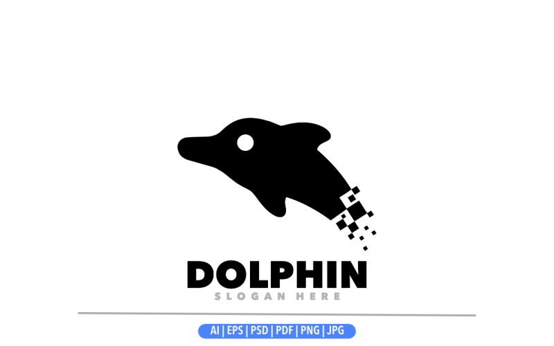 Dolphin pixel silhouette logo design Logo Template