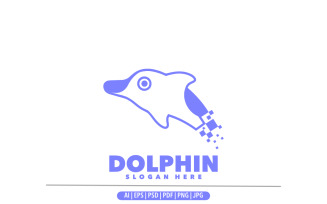 Dolphin pixel simple logo design template