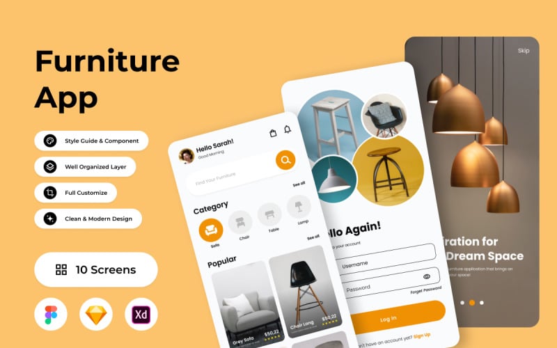 Furnish - Furniture Mobile App UI Element