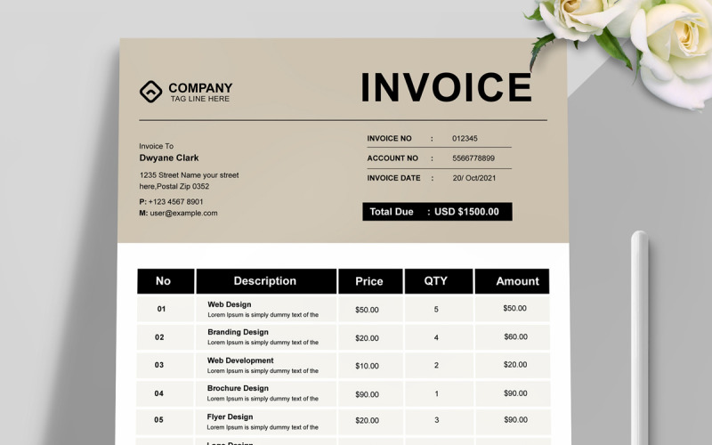 Professional Invoice Layout Templates Corporate Identity