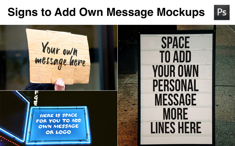 Signs to Add Own Message Mockups Product Mockup
