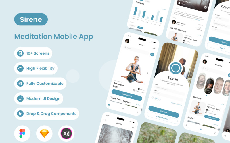 Sirene - Meditation Mobile App UI Element
