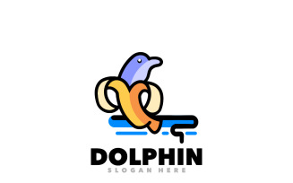 Dolphin banana mascot logo funny design template