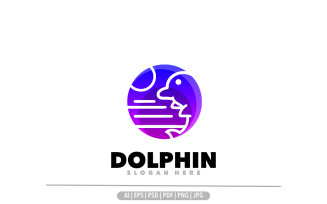 Dolphin circle gradient colorful logo template design