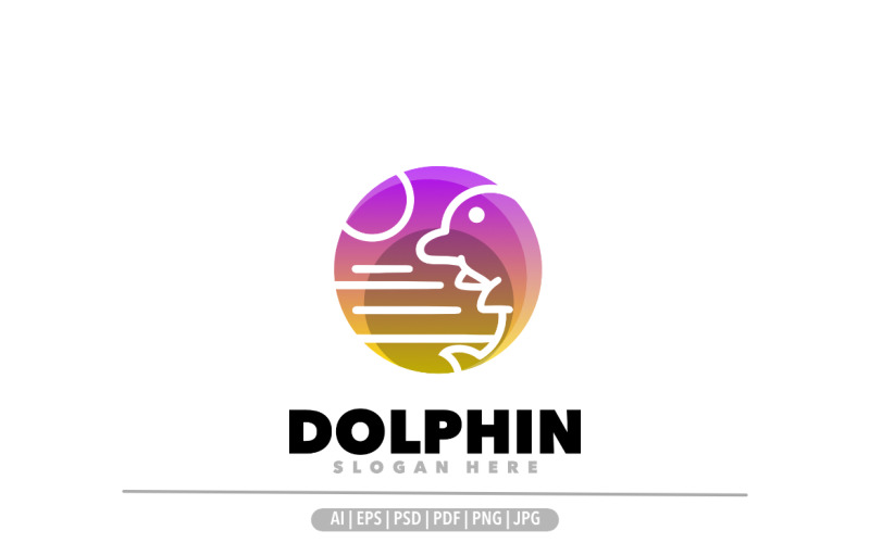 Dolphin circle line gradient logo design Logo Template