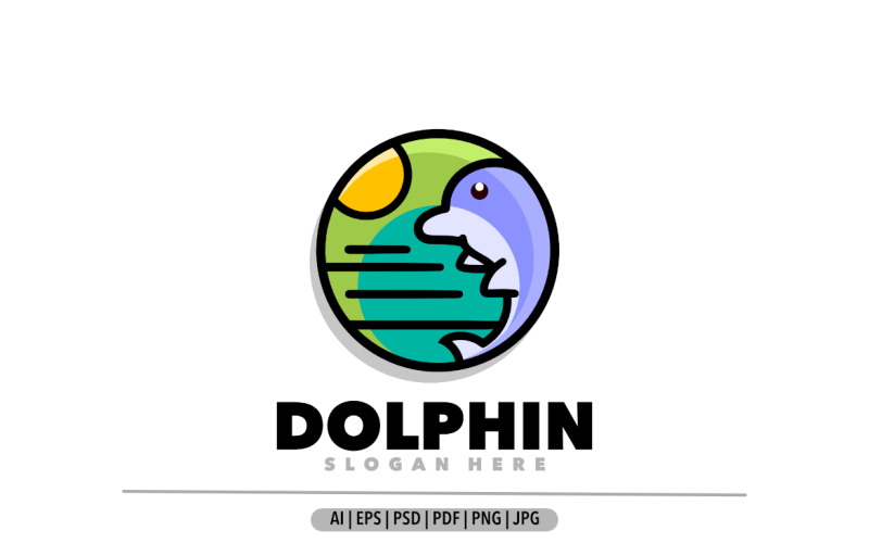 Dolphin circle nature logo design Logo Template