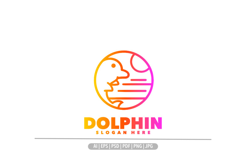 Dolphin line logo gradient logo design Logo Template
