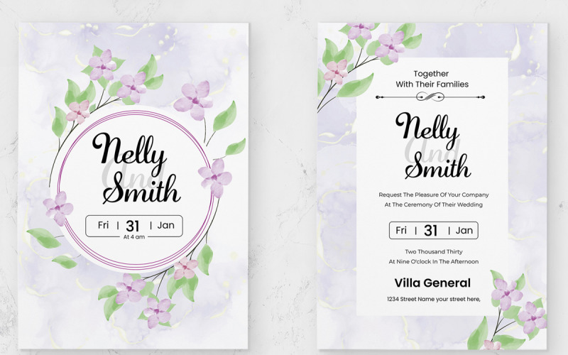 Invitation Card Design with Flowers Corporate Identity