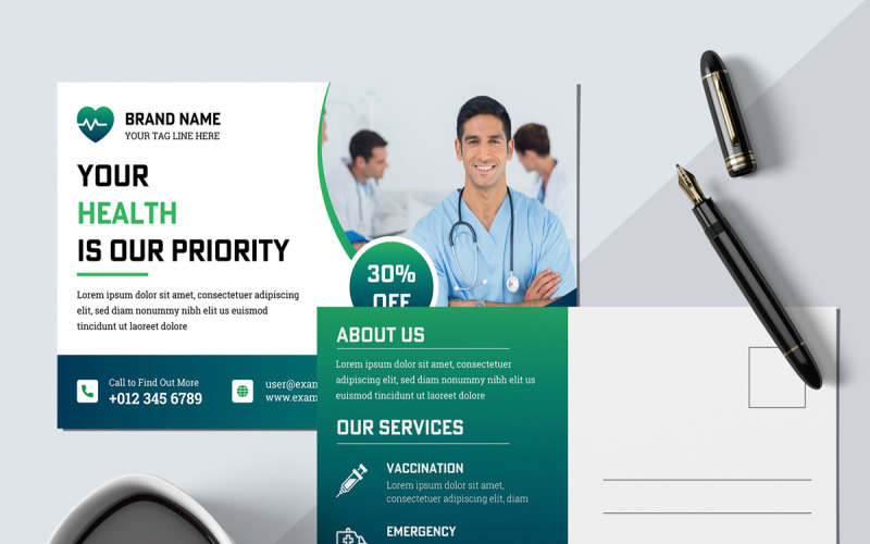Medical Post Card Design Template Corporate Identity