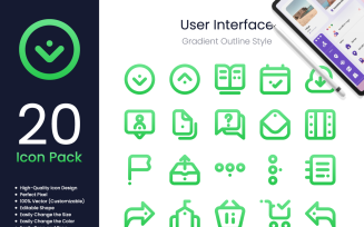 User Interface Icon Pack Spot Gradient Outline Style