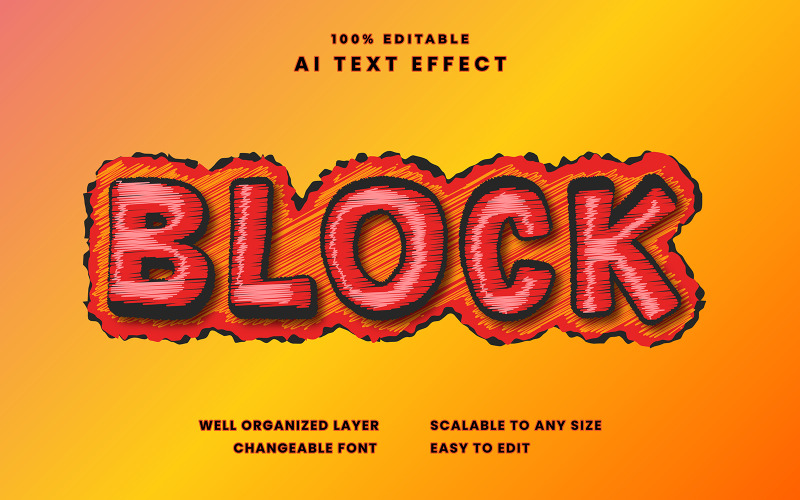 Block Editable Text Effect Illustration
