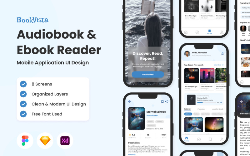 BookVista - Audiobook Ebook Reader Mobile App UI Element