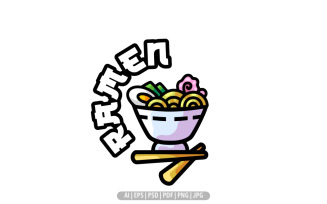 Cute ramen mascot logo funny design