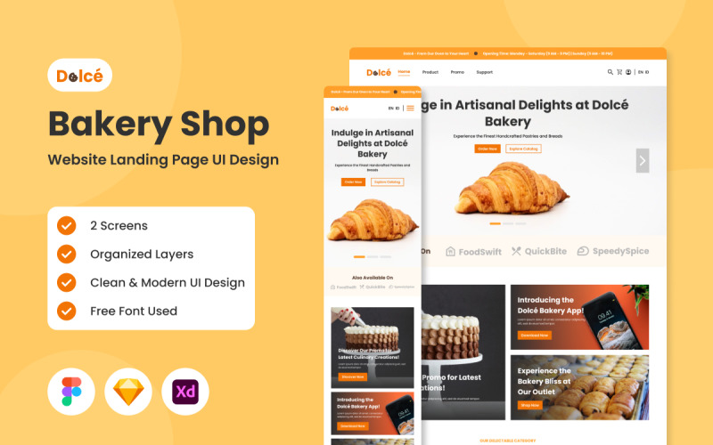 Dolce - Bakery Shop Website Landing Page UI Element