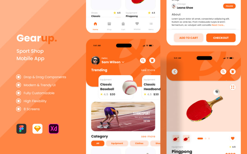 Gearup - Sport Shop Mobile App UI Element