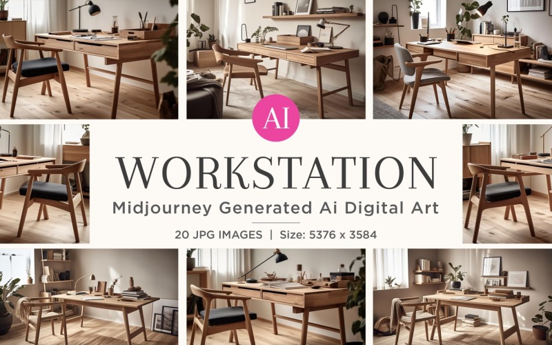 Home Office Workstation Set 20 Illustration