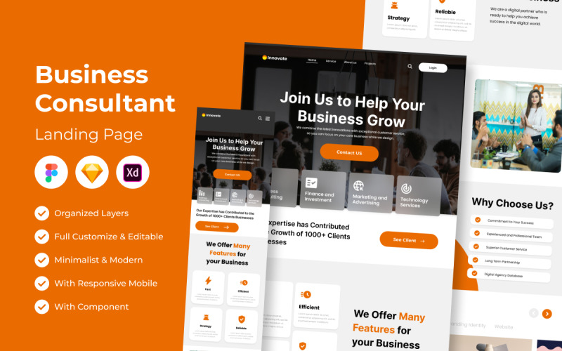 Innovate - Business Consultan Landing Page UI Element