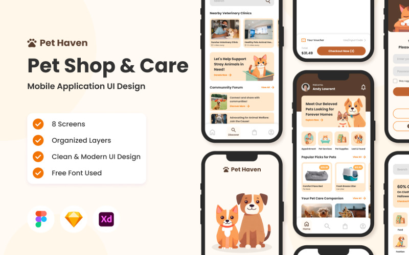 Pet Haven - Pet Shop Care Mobile App UI Element