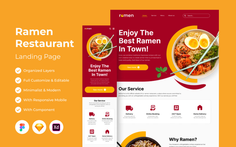Ramen - Restaurant Landing Page UI Element