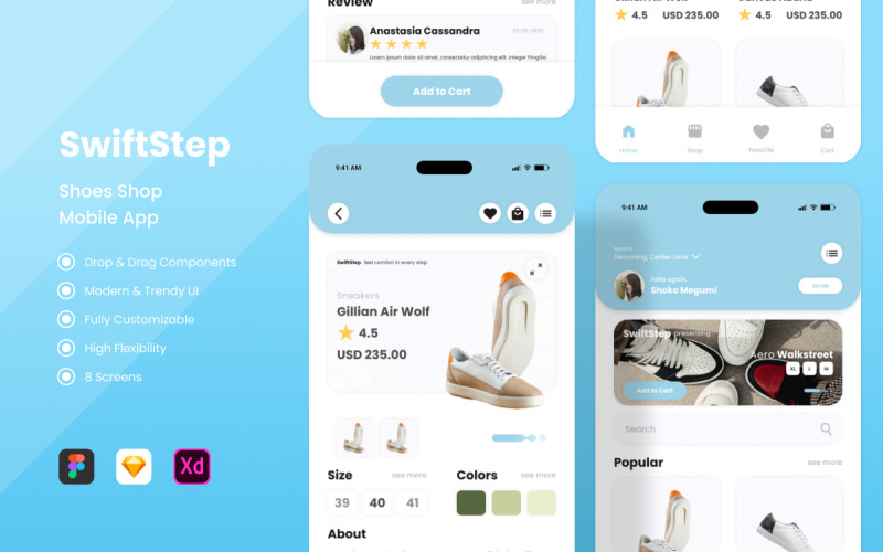 SwiftStep - Shoes Shop Mobile Apps UI Element