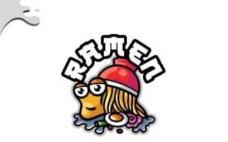 Cute snail ramen mascot logo design