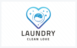 Laundry Clean Love Logo Template