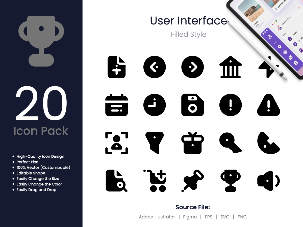 User Interface Icon Pack Filled Style