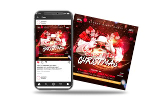 christmas party social media post and flyer template
