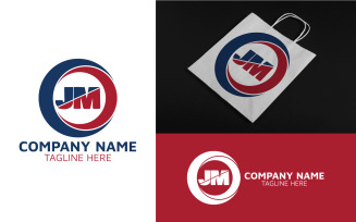 Circle JM letter logo template design