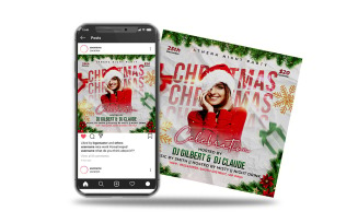club dj night party christmas media post and flyer template