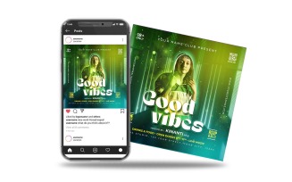 club dj night party good vibes social media post and flyer template