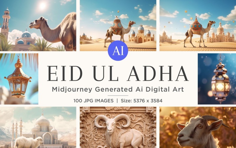 Eid ul Adha Islamic Festival Background Set 100 V - 1 Illustration
