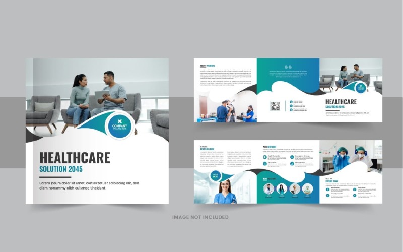 Healthcare or medical square trifold brochure design or medical service trifold Corporate Identity
