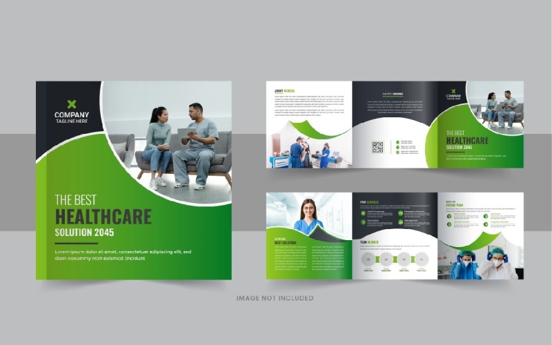 Healthcare or medical square trifold brochure or medical service trifold design layout Corporate Identity