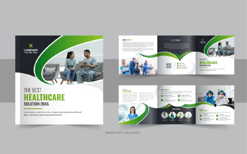 Healthcare or medical square trifold brochure or medical service trifold template layout Corporate Identity