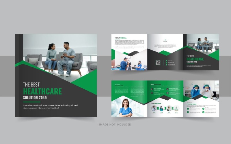 Healthcare or medical square trifold brochure or medical service trifold template Corporate Identity